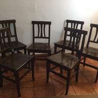 Sei sedie  rustiche in legno massello