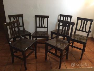 Sei sedie  rustiche in legno massello