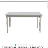 Tavolo allungabile bianco in legno stile romantico