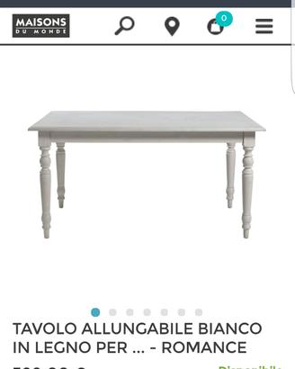 Tavolo allungabile bianco in legno stile romantico
