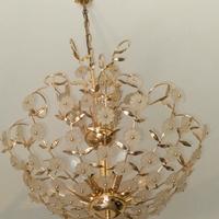 lampadario e tre coppie di plafoniere in ottone