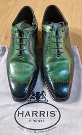 scarpe HARRIS stringate Oxford pelle verde 39(5)