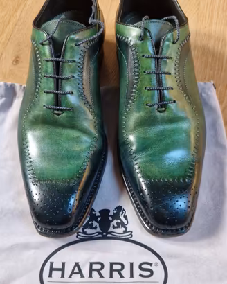 scarpe HARRIS stringate Oxford pelle verde 39(5)