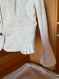 Exe giacca donna bianca corta a bottoni con tasche