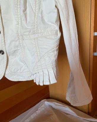 Exe giacca donna bianca corta a bottoni con tasche