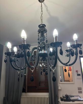 Lampadario nero in vetro