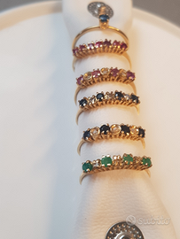 Anello oro 750 18Kt pietre preziose