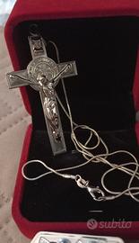 Collana puro ARGENTO925 cm60 con Crocifisso gotico