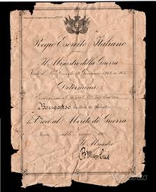 DOCUMENTO CROCE AL MERITO 1926 FIRMATO  MUSSOLINI