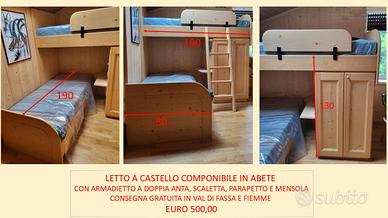 letto a castello componibile in abete