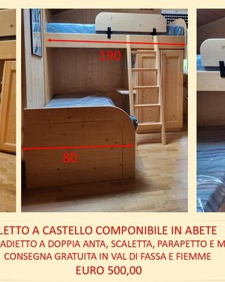 letto a castello componibile in abete