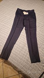 Pantalone blu in lino 100% 