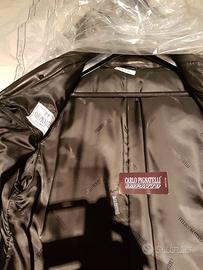 Cappotto lungo pelle nera 100% Carlo Pignatelli.
