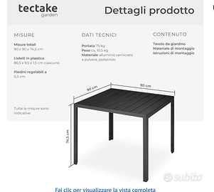 Set Tavolo da Giardino + 4 Sedie Gialle