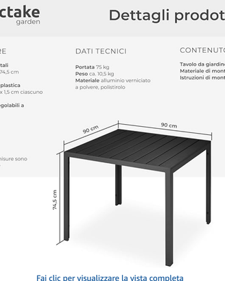 Set Tavolo da Giardino + 4 Sedie Gialle