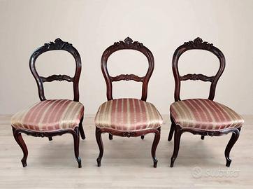 Set 3 sedie antiche Vittoriane  Ballon Back 800
