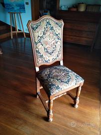 4 SEDIE ANTICHE IMBOTTITE IN LEGNO MASSICCIO