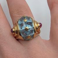 ANELLO ORO RUBINI ACQUAMARINA