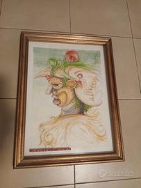 Quadro ad acquarello: Testa di guerriero