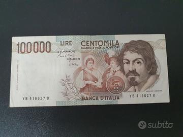 100000 Lire Caravaggio 1° Tipo SERIE YB 416627 K