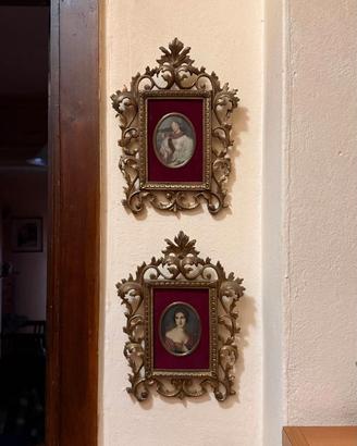 Paralume liberty e miniature con cornice in ottone