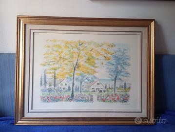 Quadro vintage litografia artista Michele Cascella