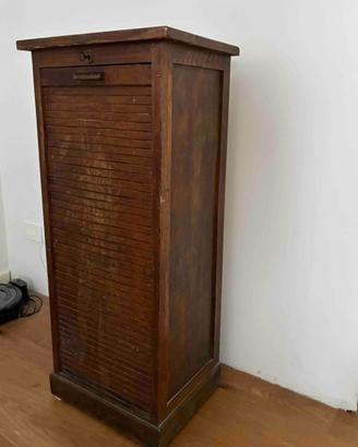 Schedario vintage originale in legno, a serrandina