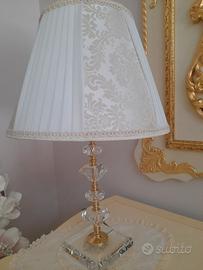 Lampada da tavolo in cristallo e oro nuova