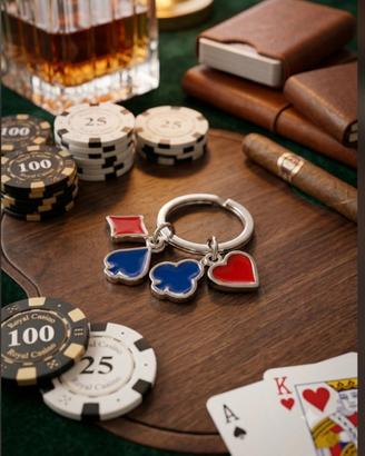 portachiavi poker in acciaio smaltato pezzi 15 