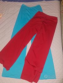 Set 2 pantaloni palazzo a zampa rosso e turchese