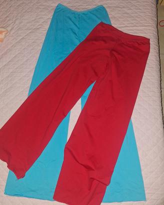 Set 2 pantaloni palazzo a zampa rosso e turchese
