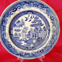 Antica  coppia piatti Willow blu 800