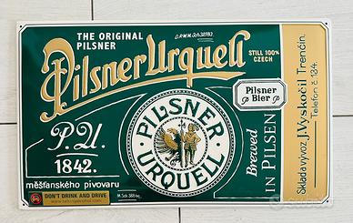 Targa Pubblicitaria Pilsner Urquell in Metallo