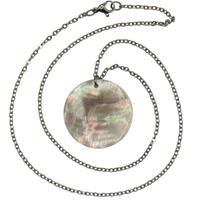 Collana in acciaio inox e pendente in madreperla