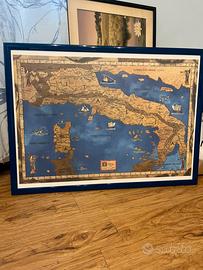 Quadro vecchia cartina Italia