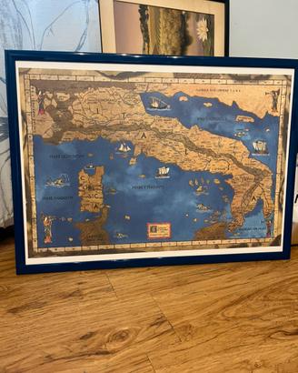 Quadro vecchia cartina Italia