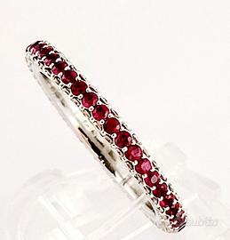 Anello riviera a giro a 3 fili Oro Diamanti Rubini