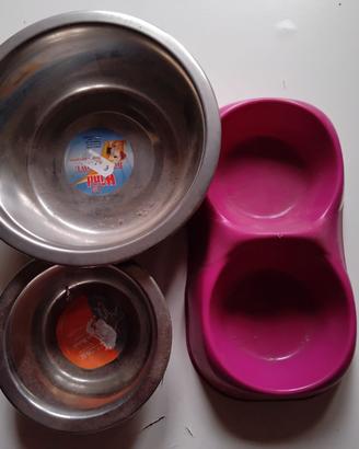 Tris ciotole cani e gatti