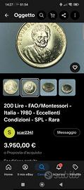 moneta da collezione 200 lire 1980 fao