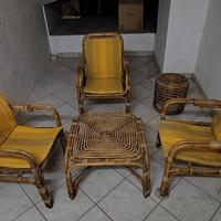 Salotto da esterno in rattan naturale e bambù 