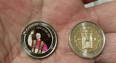 euro 2 papa LEONE XIV con finitura lucida