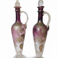 Coppia di bottiglie/ampolle vintage in vetro