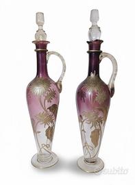 Coppia di bottiglie/ampolle vintage in vetro