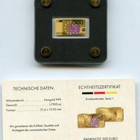 LOTTO LINGOTTI ORO 999 BACONOTE 10+100+500 EURO