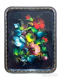 Vassoio in Metallo decorato a mano USSR