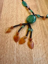 Collana Etnica Vintage Pietre Dure (Agata/Giada)