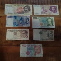 Lotto sette banconote lire pre euro. 