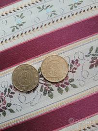 2 Monete da 200 lire italiane 1978 1987