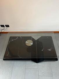 Tavolino da salotto in marmo e vetro