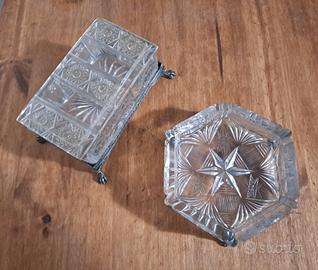 Posacenere e portasigarette in cristallo